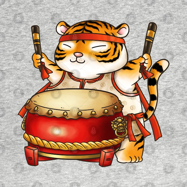 Cute CNY Year of the Tiger Drumer by Takeda_Art